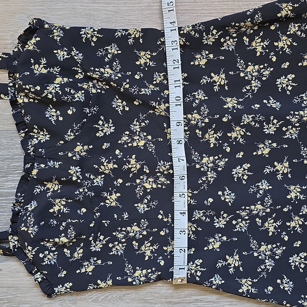 O.P.T Chic Black Floral Midi Dress with Ruffle Hem - Picture 6 of 15
